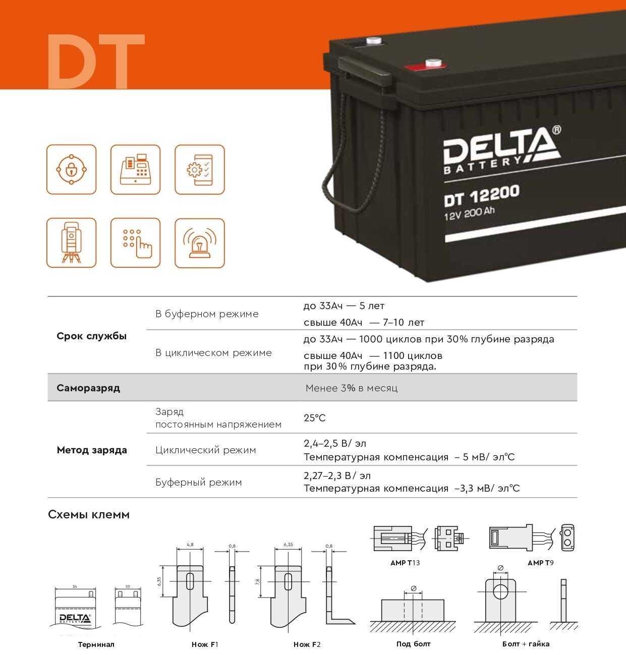 Аккумуляторная батарея DELTA Battery DT 6033 (6В) фотография 14
