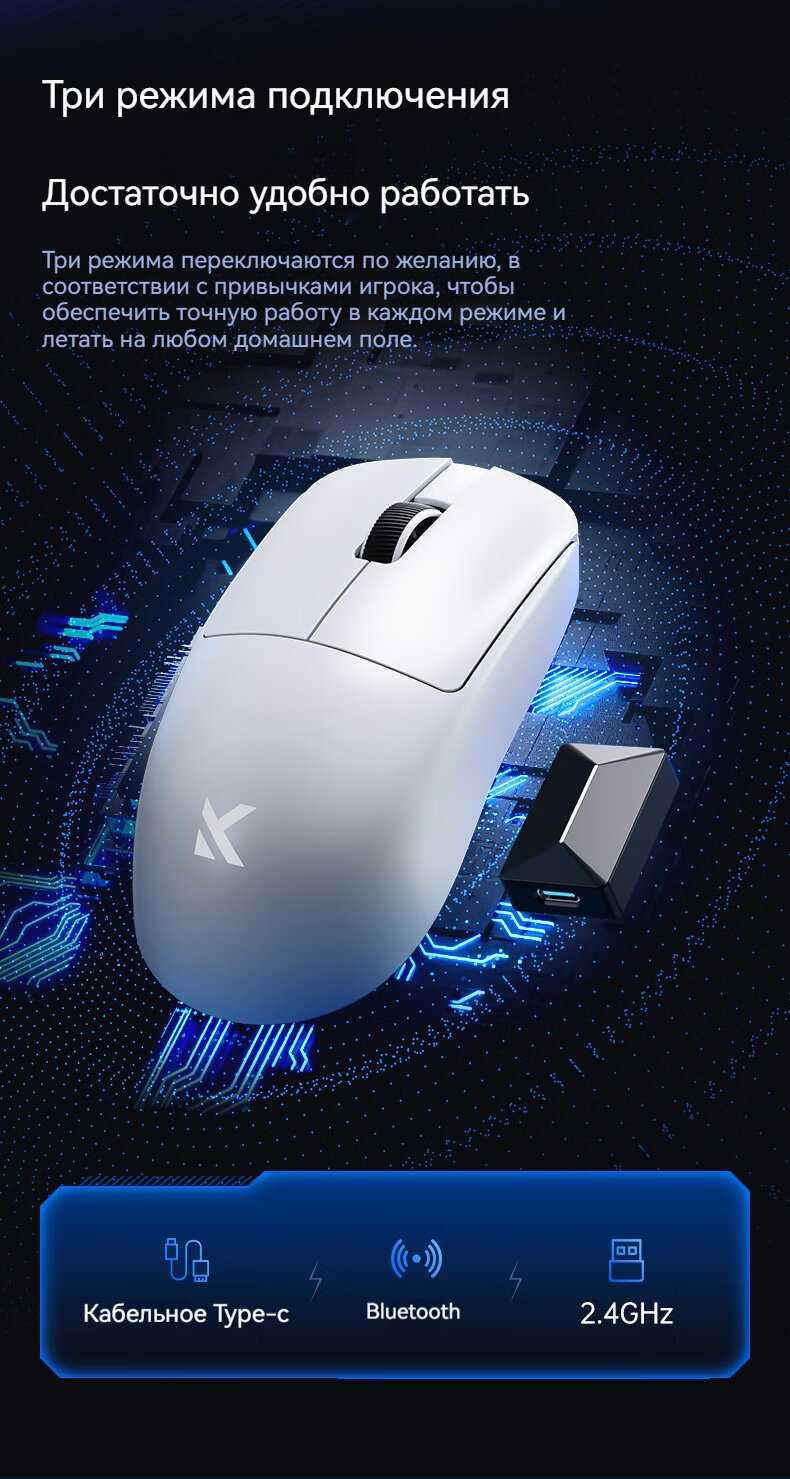 Беспроводная игровая мышь MCHOSE L7 Ultra (PAW3950) фотография 13