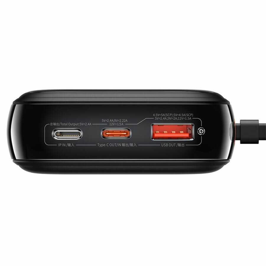 Портативный аккумулятор BASEUS Qpow Pro Digital Display (встроенный кабель Lightning, 3A, 20000 мА⋅ч) фотография 2