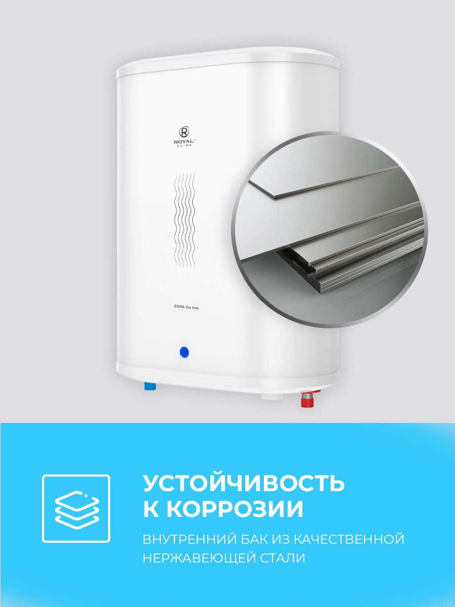 Водонагреватель электрический накопительный ROYAL Clima SIGMA Dry Inox (RWH-SGD30-FS) фотография 3