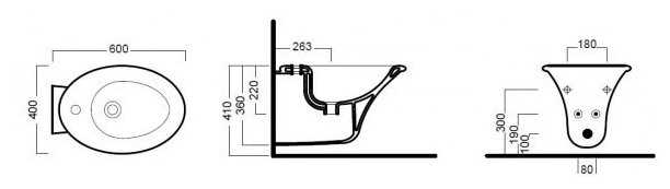 Биде подвесное hatria Sculture Y0BF с горизонтальным выпуском фотография 1