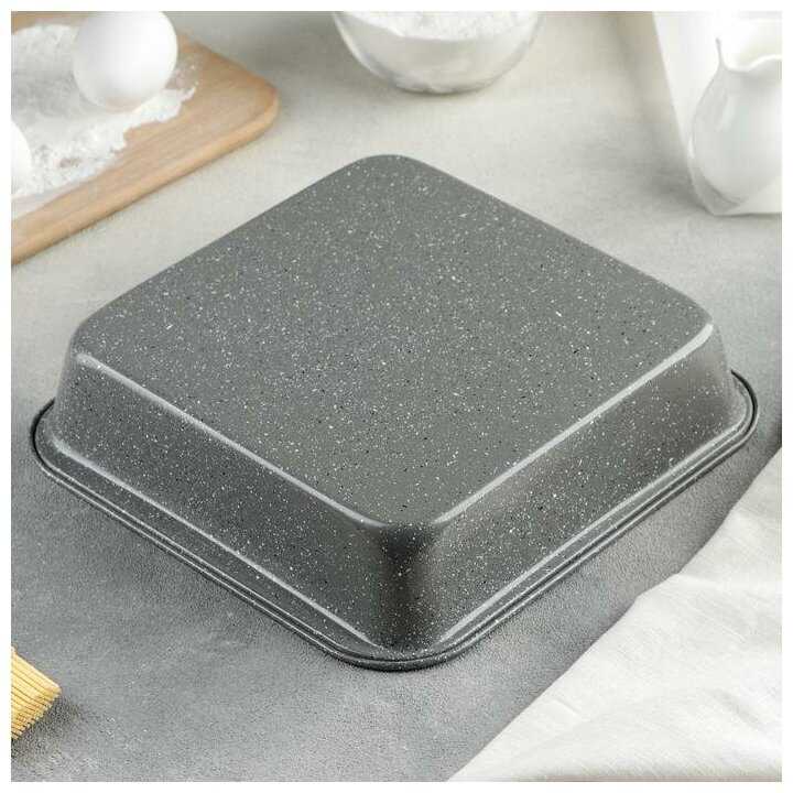 Противень для выпечки, 22×23×5 см, антипригарное покрытие, цвет серый фотография 2