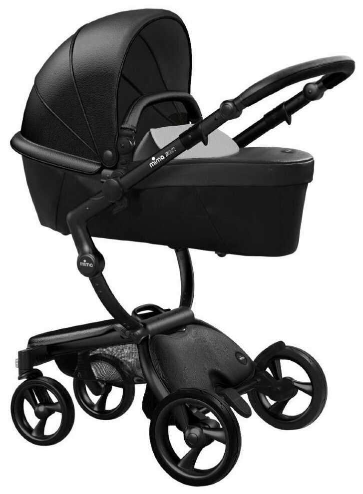 Коляска 2в1 Mima Xari Black на чёрном шасси с матрасиками Stone white фотография 1