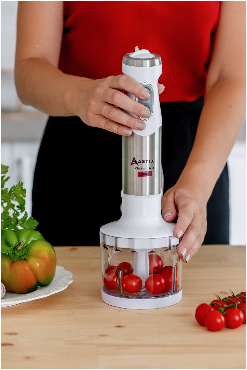 Блендер ASTIX ABL-3220 электрический погружной мультифункциональный с чоппером, 1200 Вт, белый фотография 2