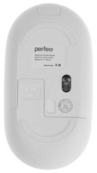 Мышь Perfeo Slim, беспроводная, оптическая, 1200 dpi, USB, белая фотография 4