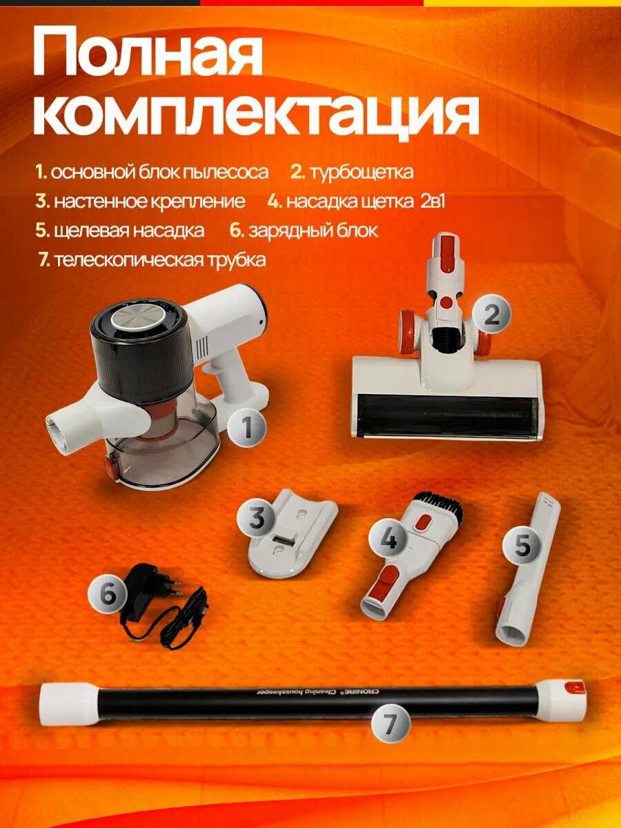 Пылесос Cronier CR-M20 (BLDC-двигатель, 3 насадки) фотография 8