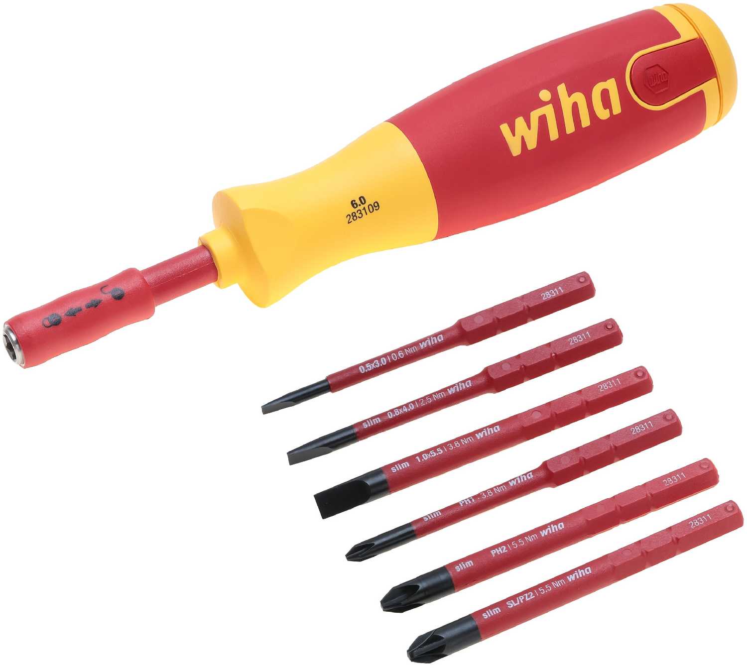 Отвертка диэлектрическая с набором бит LiftUP Electric 6шт Wiha 2831 38611 фотография 2