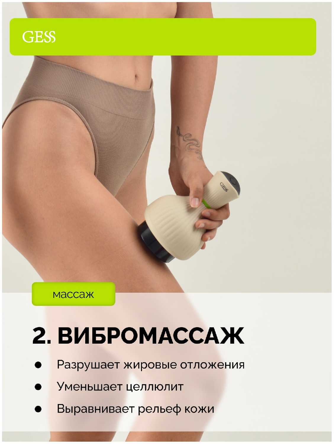 Вакуумный антицеллюлитный вибромассажер для тела GESS Body Tonus фотография 2