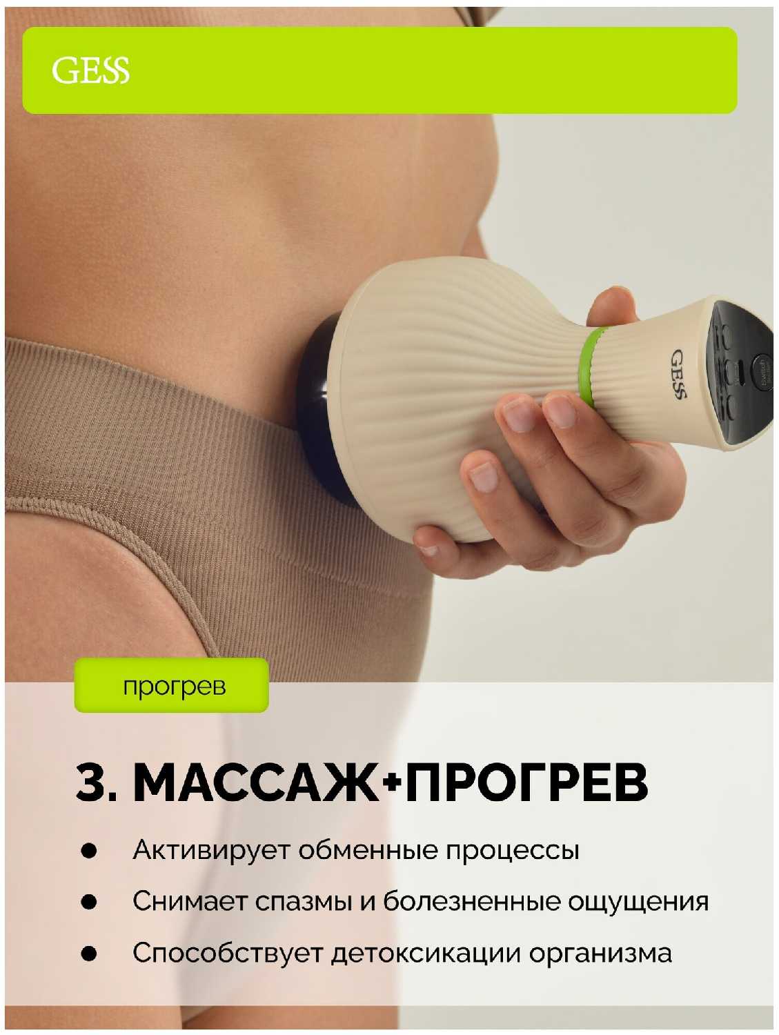 Вакуумный антицеллюлитный вибромассажер для тела GESS Body Tonus фотография 3