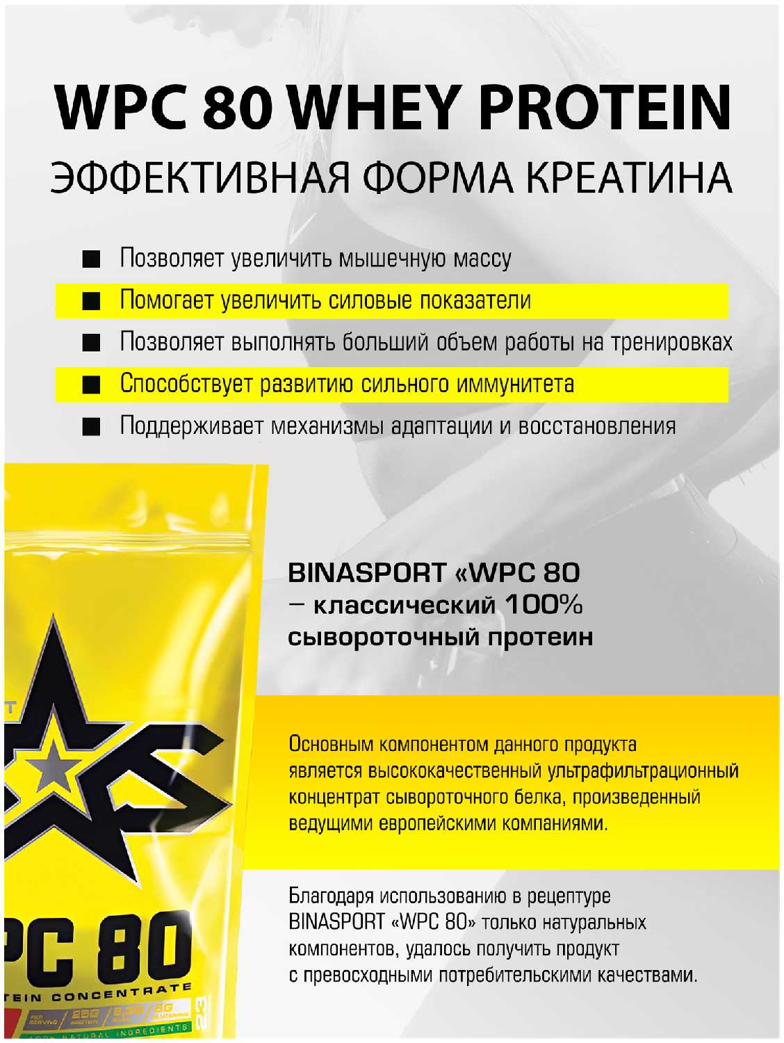Сывороточный протеин Binasport WPC 80 