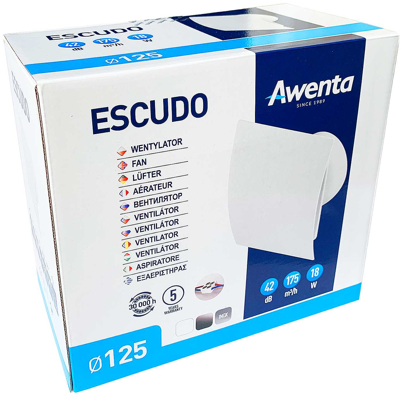 Вентилятор вытяжной Awenta WEB125 ESCUDO воздухообмен 175м3/ч 18 Вт фотография 5