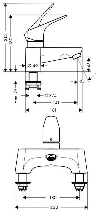 Смеситель для ванны с душем hansgrohe Focus 31523000 однорычажный встраиваемый хром фотография 1