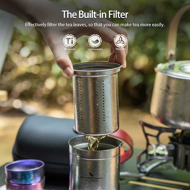 Титановая чайница Boundless Voyage с фильтром фотография 16