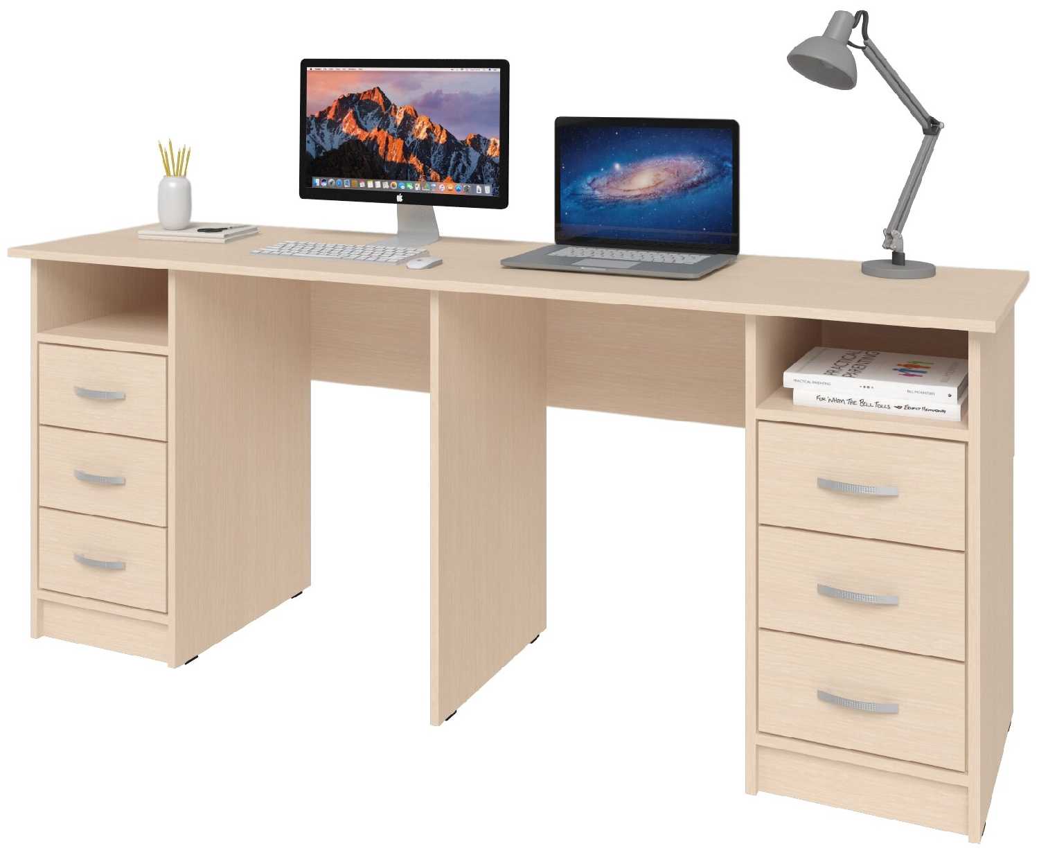 Стол письменный Хит-33, ШхГ: 200х50 см, цвет: Белый фотография 5