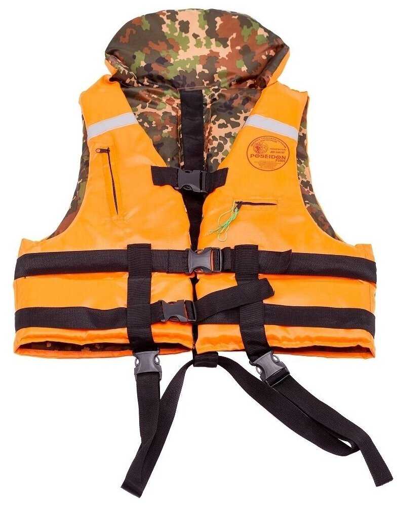 Спасательный жилет POSEIDON FISH Life vest взрослый до 100 кг с подголовником гимс, Беларусь фотография 4