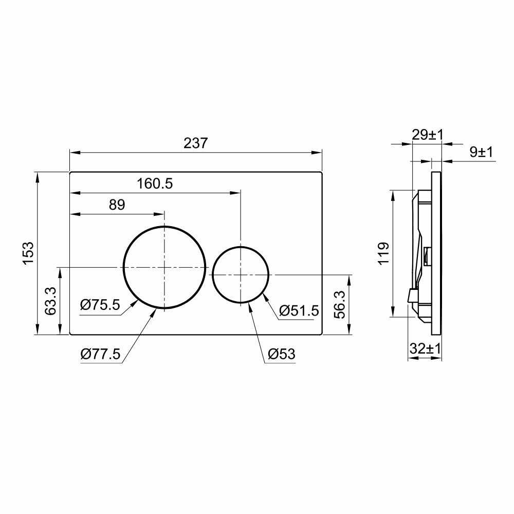 Клавиша смыва Olive's Plaza PL411B фотография 1