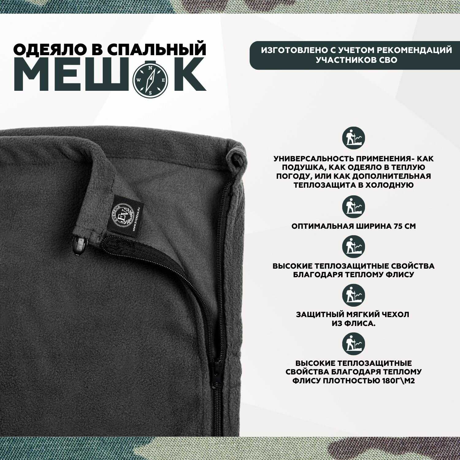 Флисовый вкладыш в спальный мешок Everena Флисовый вкладыш в спальный мешок (190_75) фотография 1