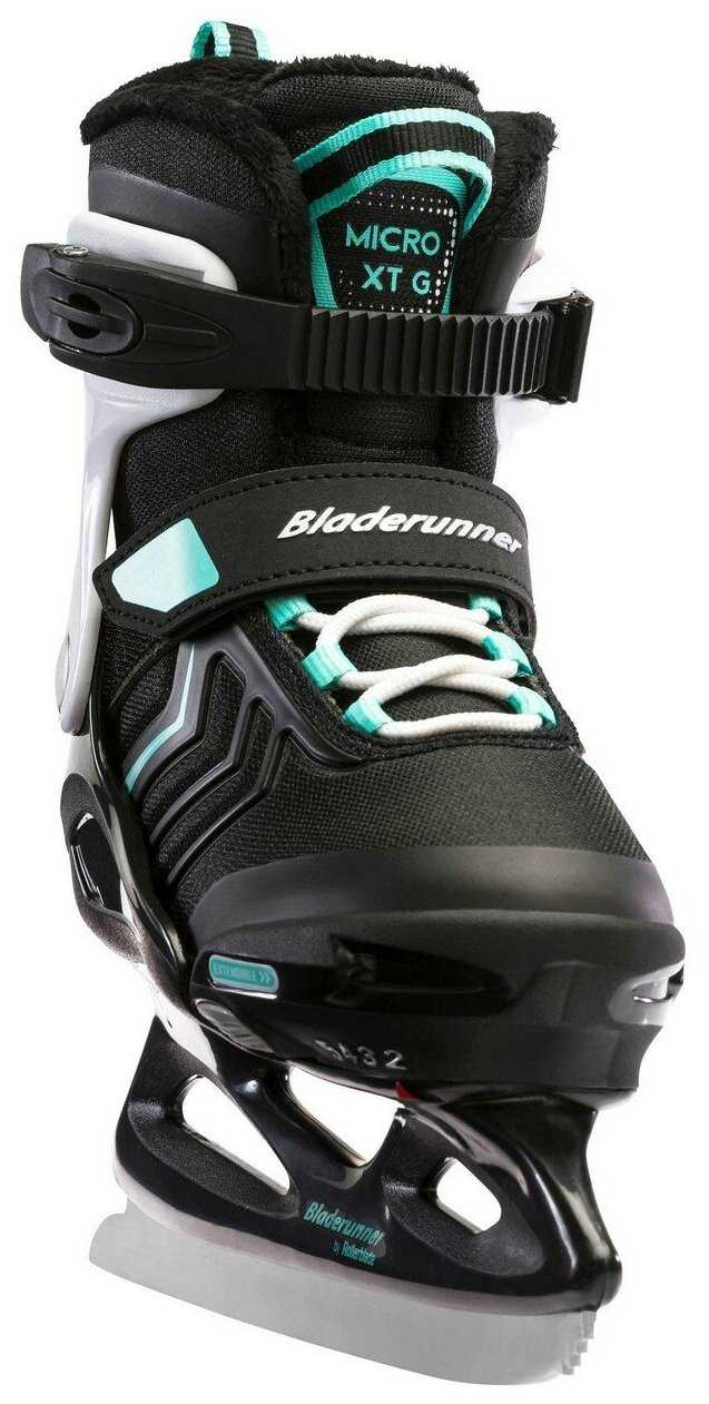Детские раздвижные коньки Bladerunner Micro XT Ice G 21/22 - Black/Light teal фотография 1