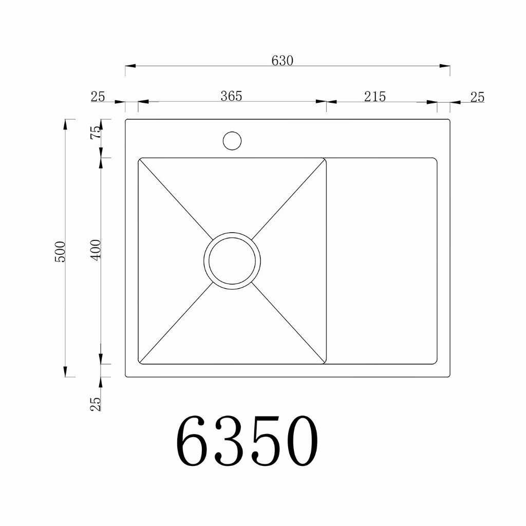 Мойка для кухни РМС с крылом (MRK-6350BL-L) фотография 4