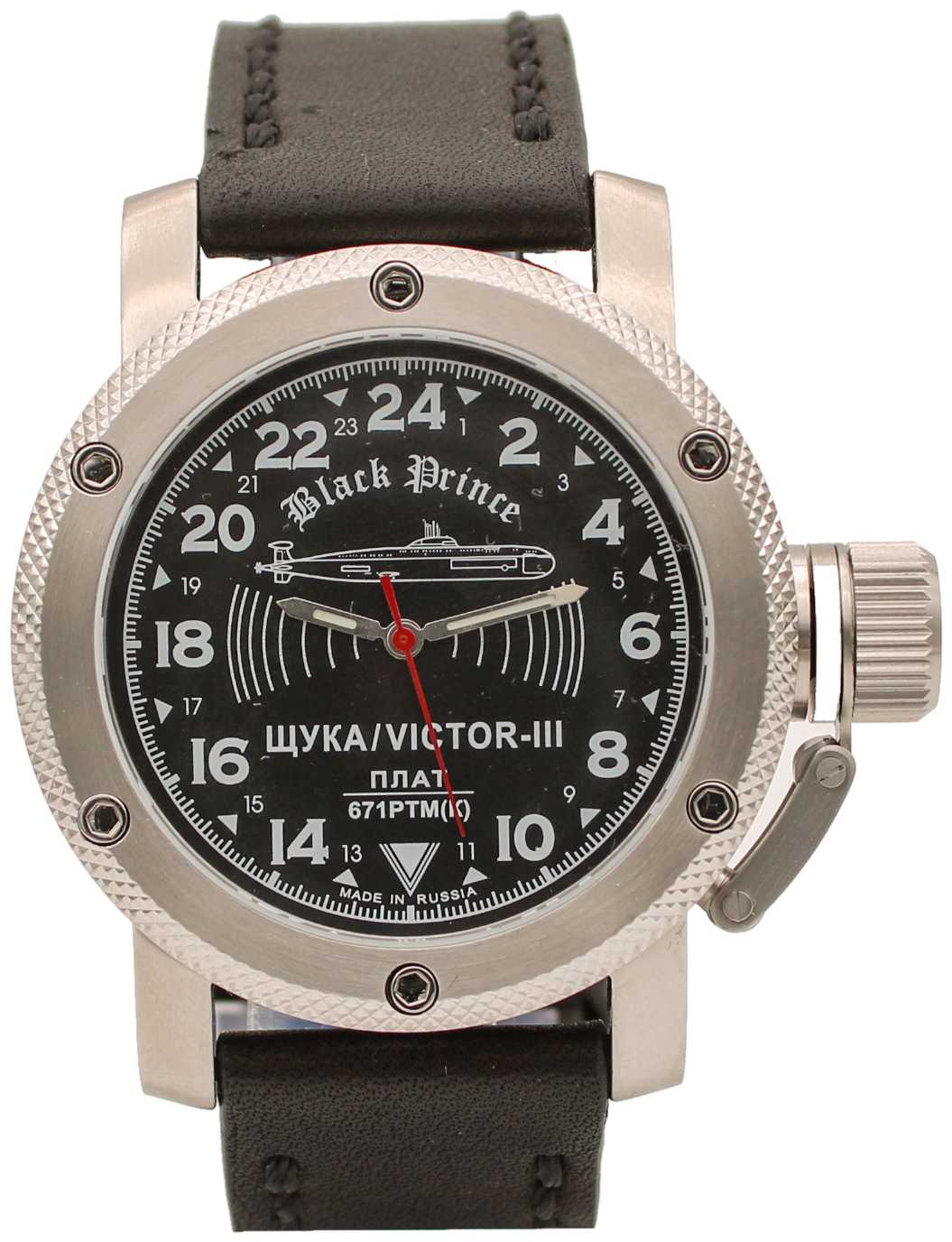 Часы 671 / Щука (Black Prince) механические с автоподзаводом (сапфировое стекло) 1068.01