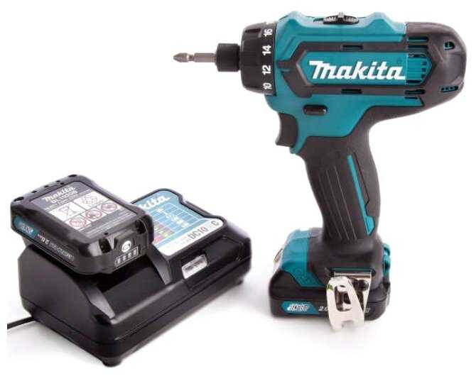 Дрель-шуруповерт аккумуляторная Makita DF033DWAE [32 Нм, CXT 12В, 2×2 Ач, з/у]. фотография 6