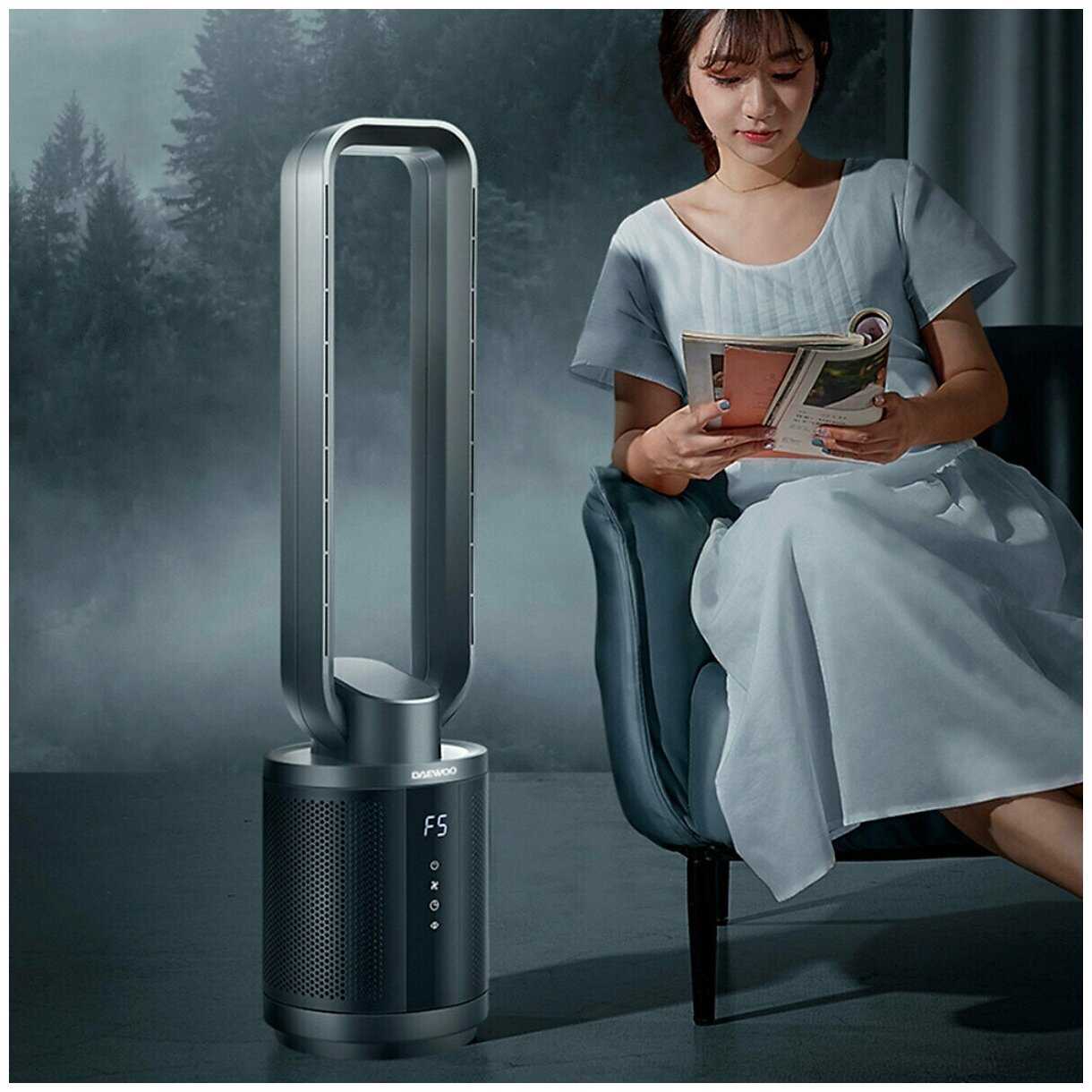 Напольный безопасный вентилятор-очиститель воздуха Daewoo Bladeless Fan F9 MAX фотография 2