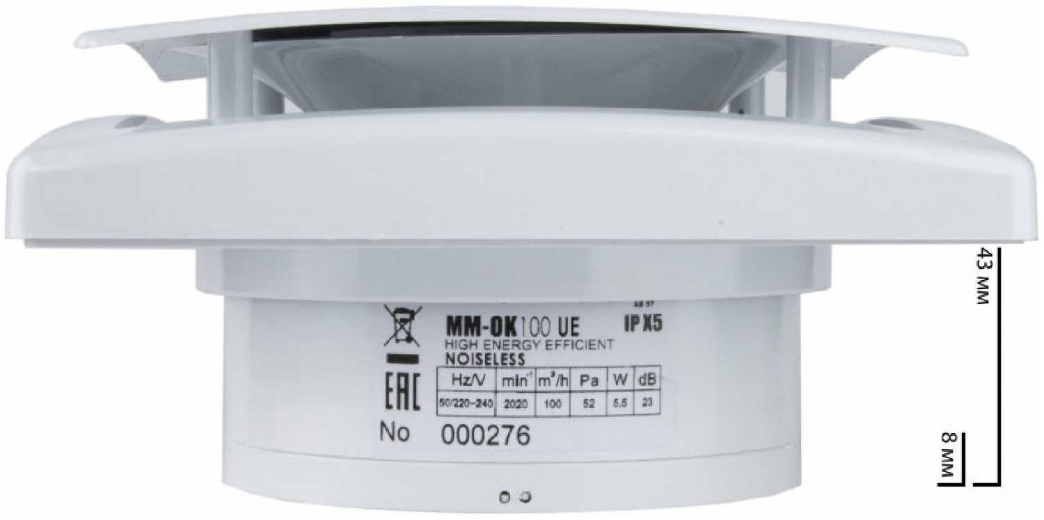 Вентилятор вытяжной MMotors MM-OK 100 UE 5.5 Вт фотография 2