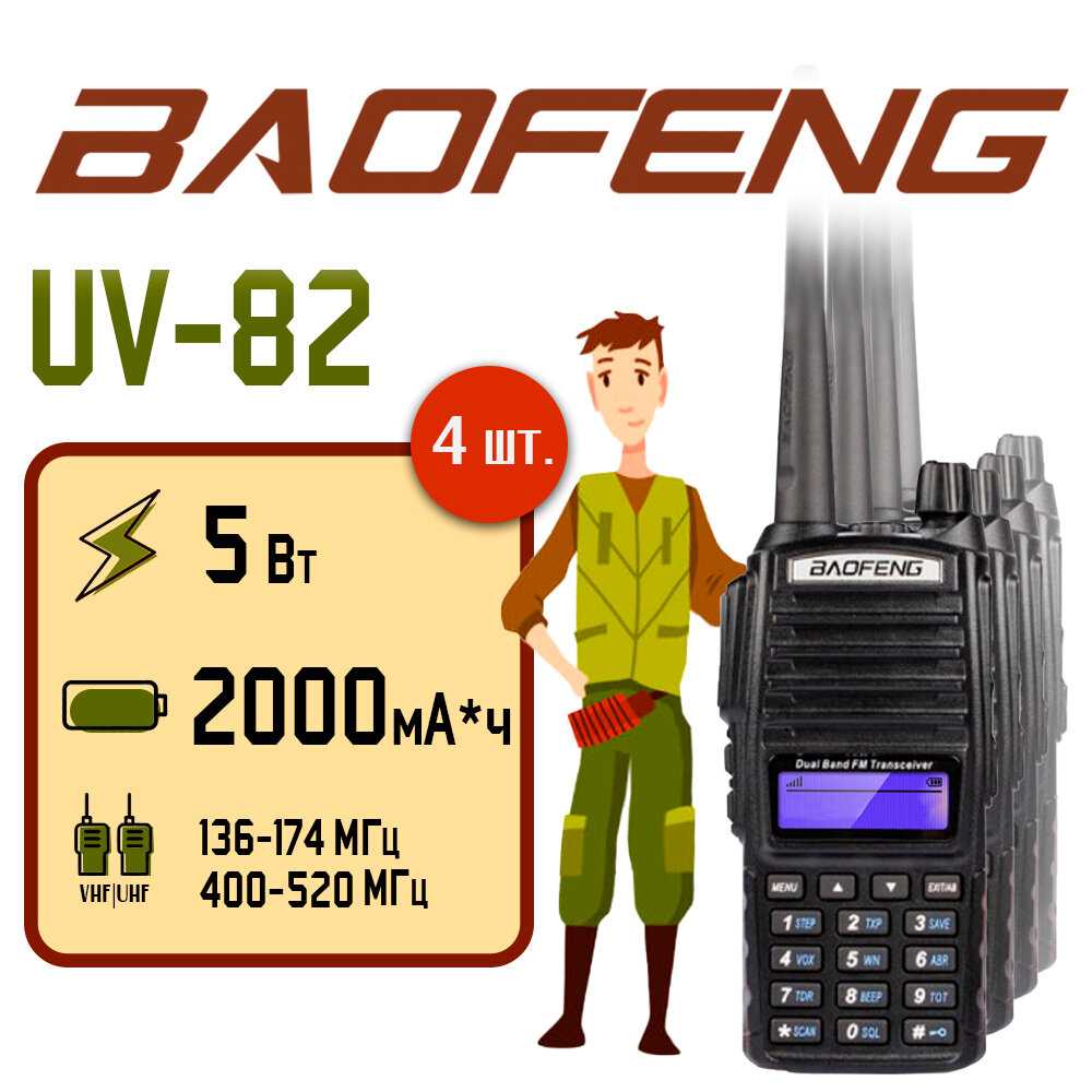 Портативная радиостанция UV-82 (5Вт)