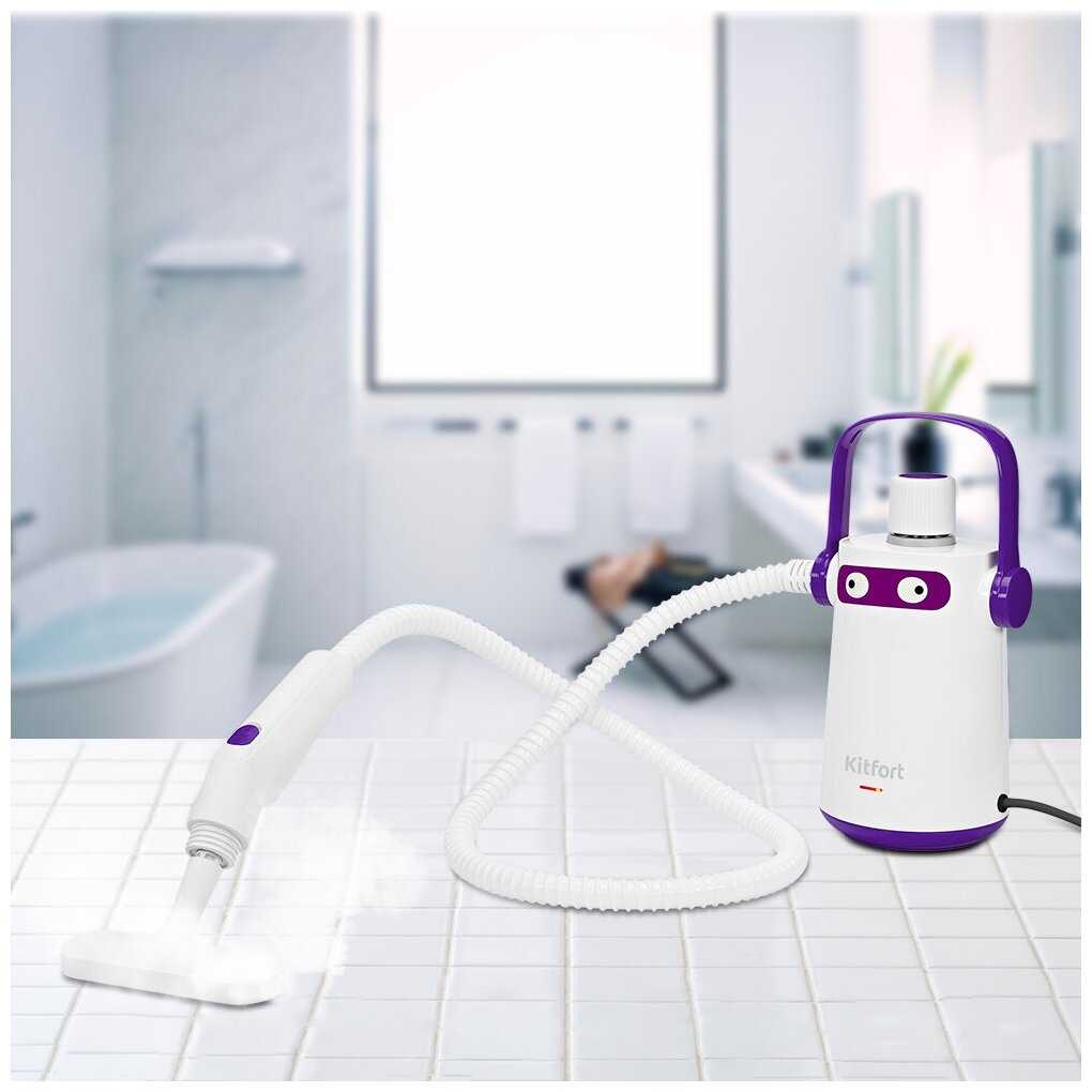 Пароочиститель Kitfort КТ-9109-1 бело-фиолетовый фотография 1