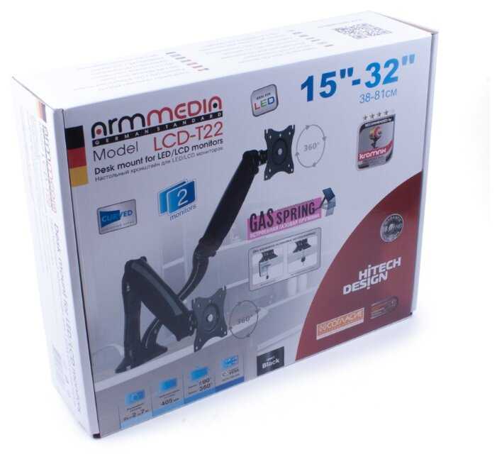 Кронштейн настольный для мониторов Arm media LCD-T22 черный фотография 2