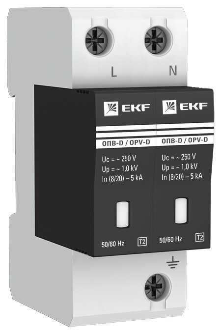 Устройство защиты от импульсных перенапряжений EKF ОПВ-D/2P In 5кА 230В