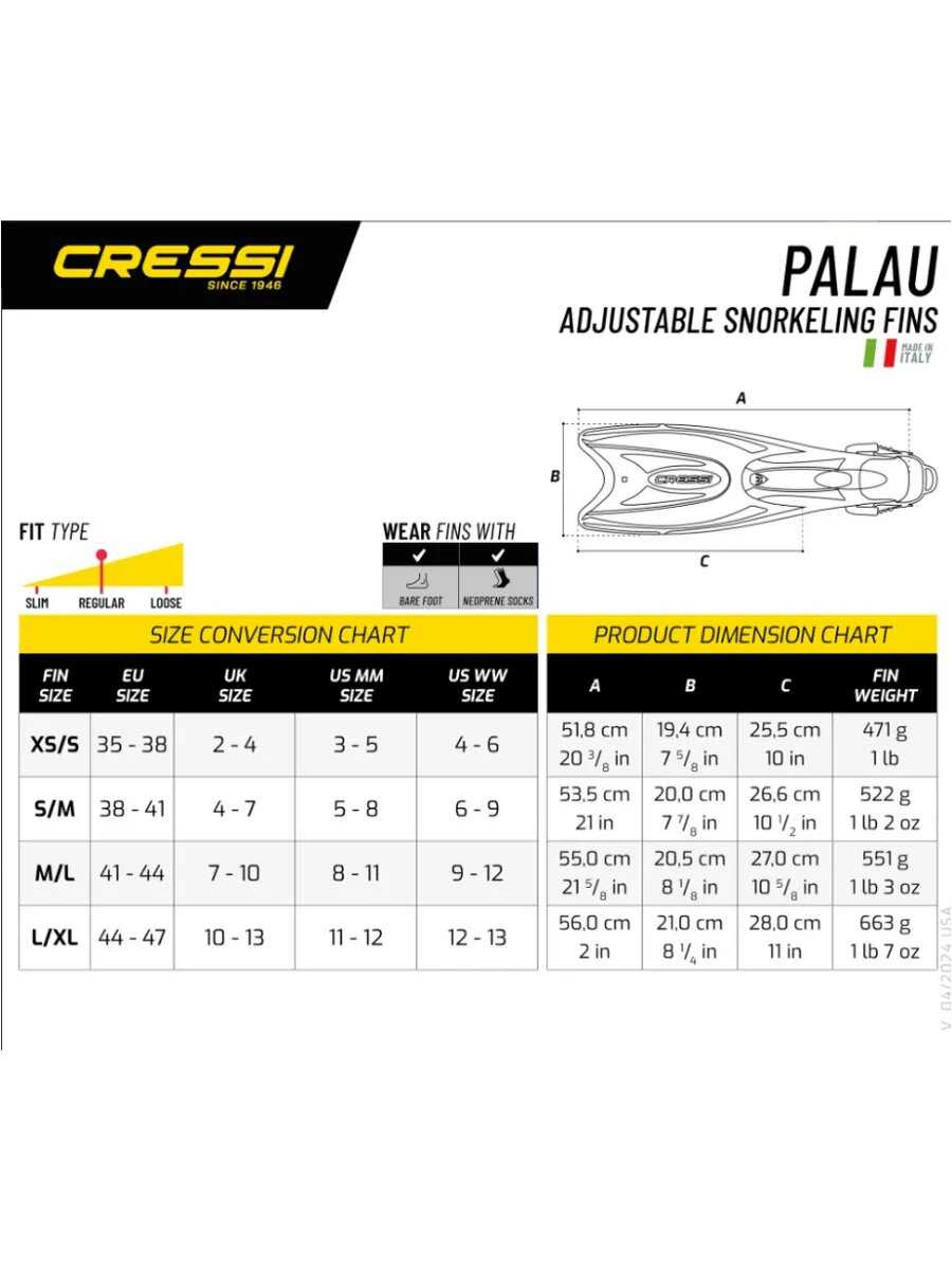 Ласты для плавания и сноркелинга PALAU Cressi фотография 3
