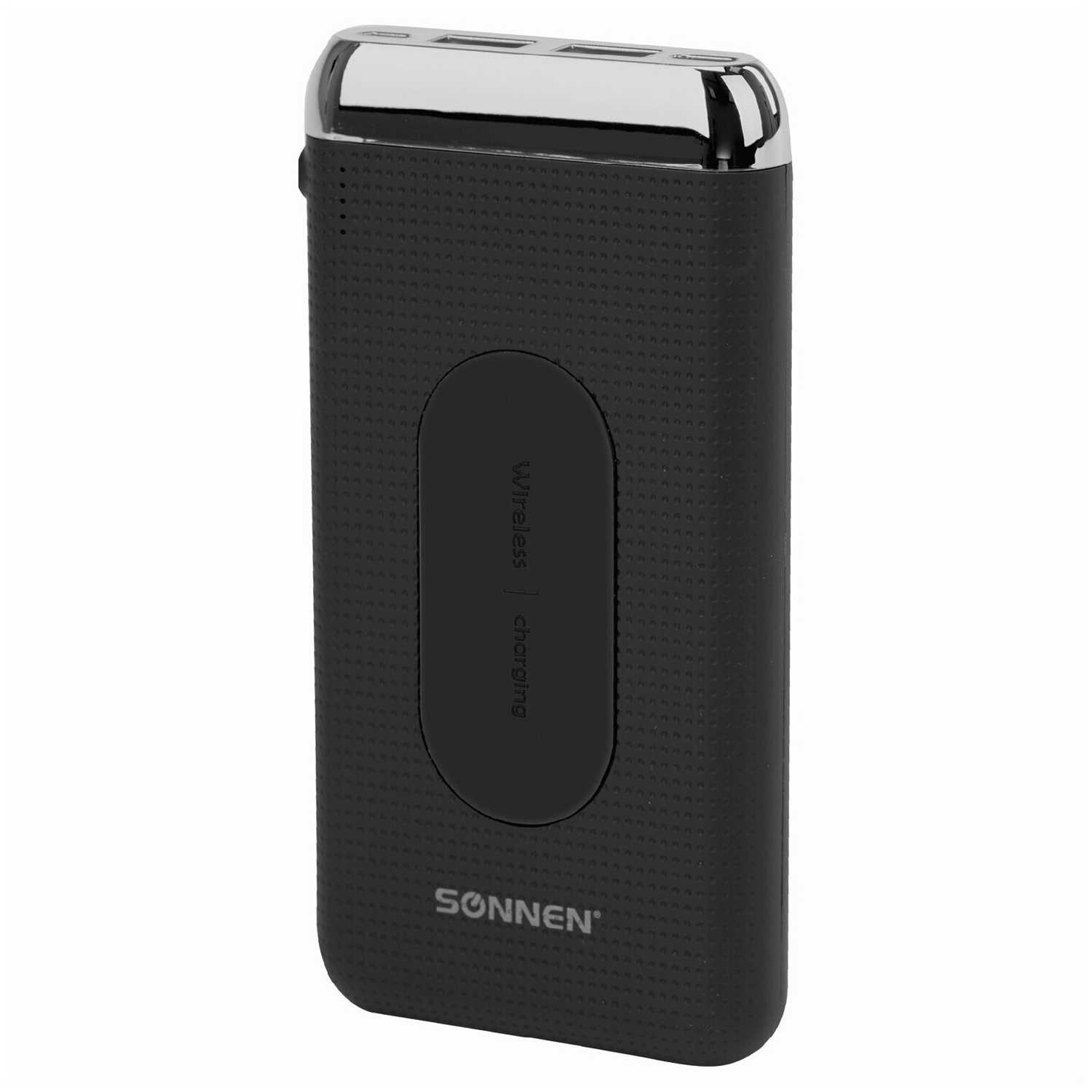 Аккумулятор внешний 8000mAh SONNEN POWERBANK K802 беспроводная зарядка, 2USB, литий-полимер, 263030 фотография 16