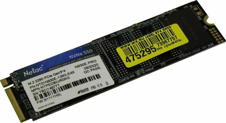 SSD NETAC NT01N930E [M.2 2280 NVMe 128GB] [NT01N930E-128G-E4X] фотография 3
