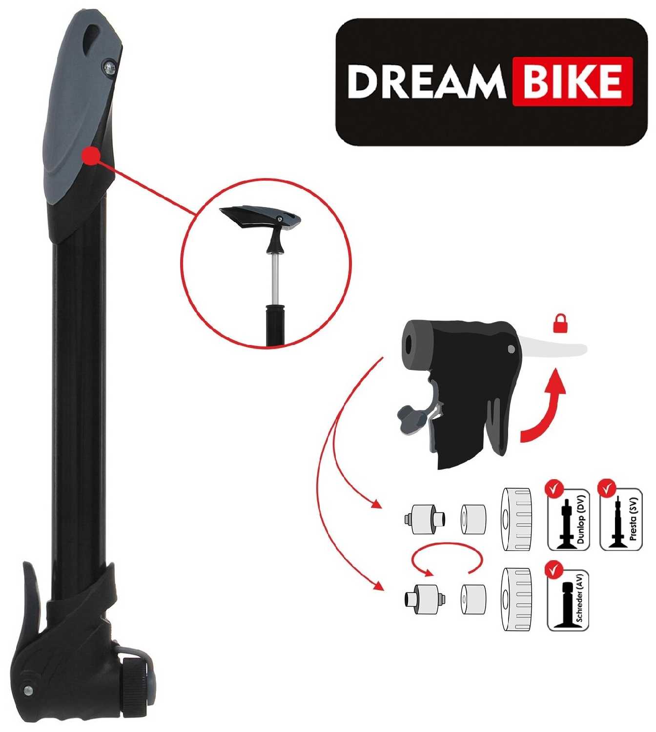 Ручной велонасос Dream Bike 5259601, пластик фотография 3