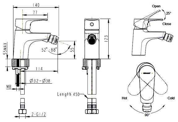 Смеситель для биде Bravat Alfa F3120178CP, рычажный фотография 1