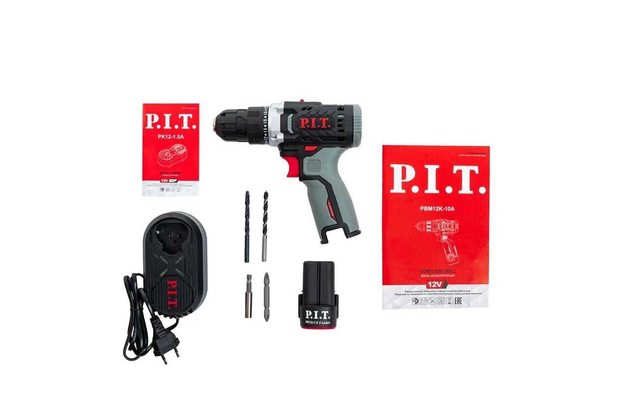 Дрель аккумуляторная PIT PBM12K-10A/2 X-DRIVER (12В, 25Нм, 2АКБ 1,5Ач) фотография 2