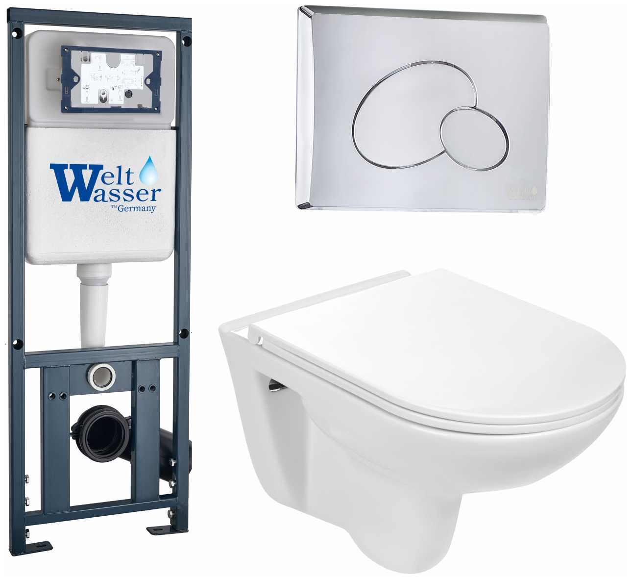 Унитаз с инсталляцией подвесной WELTWASSER Baarbach 004 GL-WT / Marberg 410 RD фотография 4