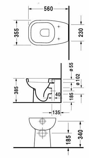 Чаша унитаза напольная DURAVIT D-code 211509 с горизонтальным выпуском фотография 1