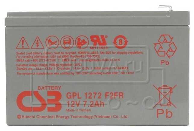 Аккумуляторная батарея CSB GPL 1272 (12В 7.2 А·ч) фотография 13