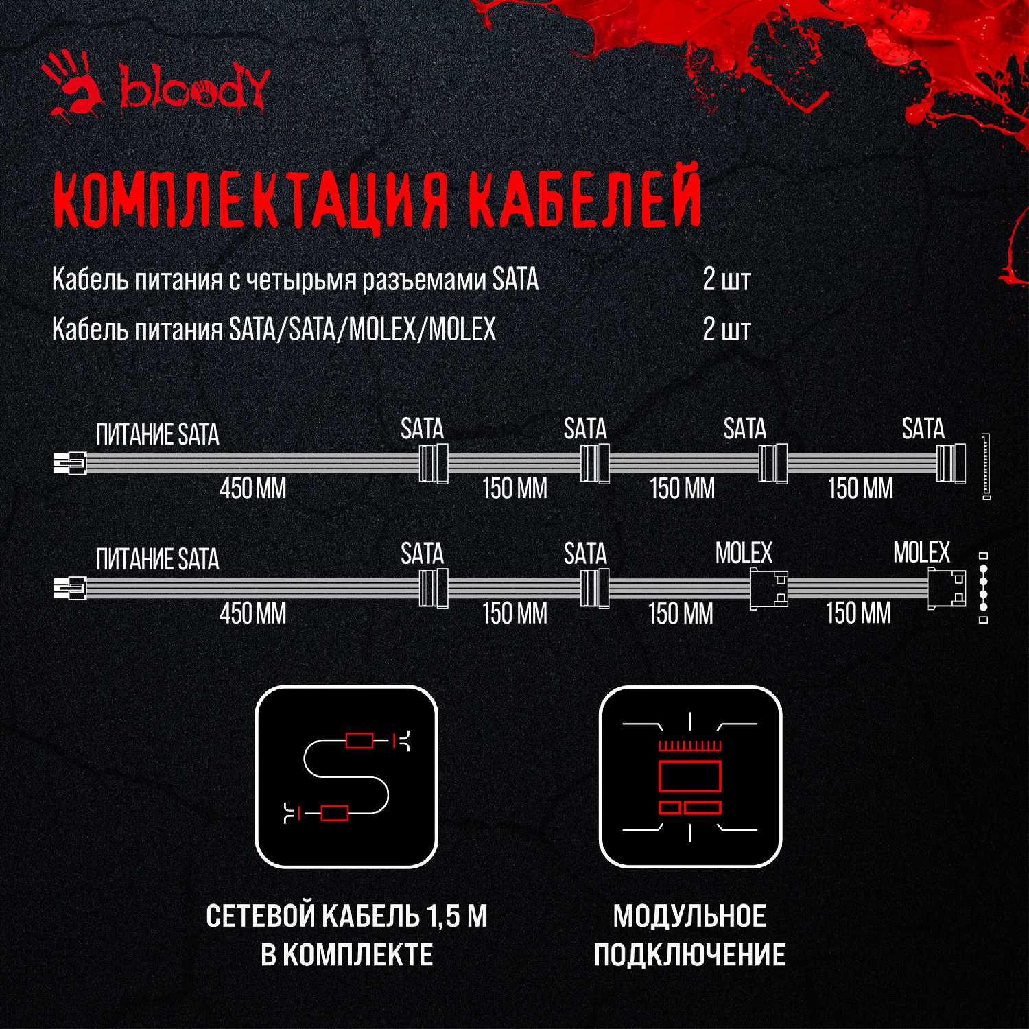 Блок питания Bloody ATX 850W (BD-PS850G) фотография 5