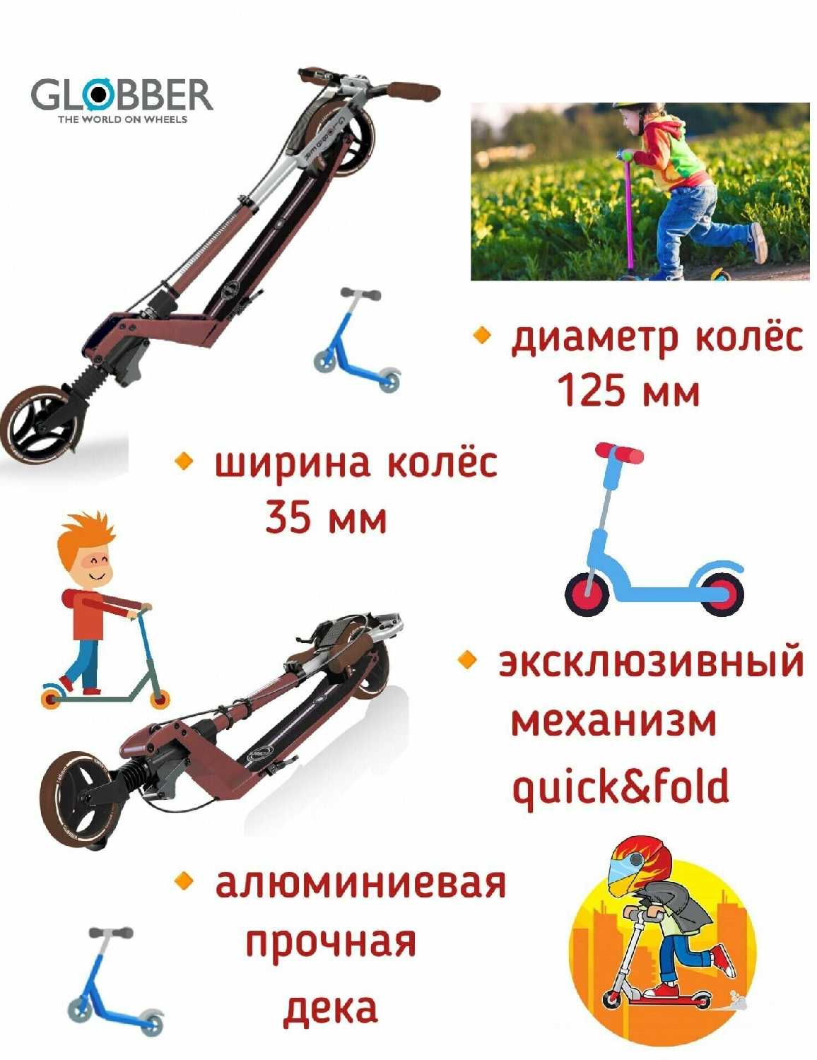 Городской самокат GLOBBER One K 165 (Br Vintage) фотография 10