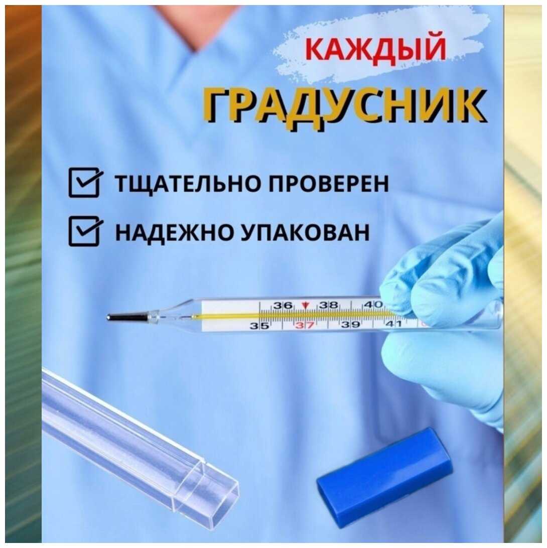 Ртутный градусник классический (термометр) для измерения температуры тела в футляре фотография 1