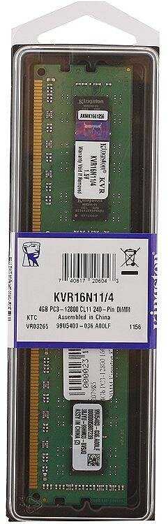 Оперативная память Kingston ValueRAM 4 ГБ DDR3 DIMM CL11 (KVR16N11/4) фотография 7