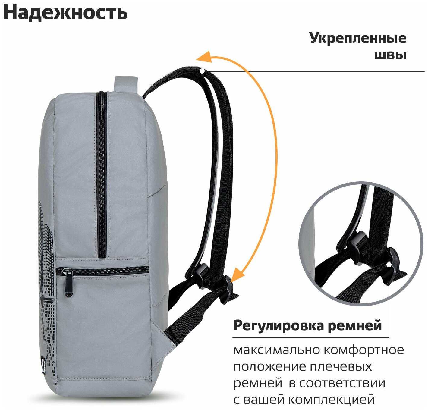 Рюкзак городской BRAUBERG Reflective (270757) фотография 7