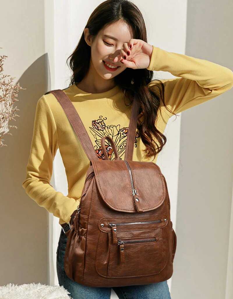 Роскошный женский кожаный рюкзак LANYIBAIGE фотография 21