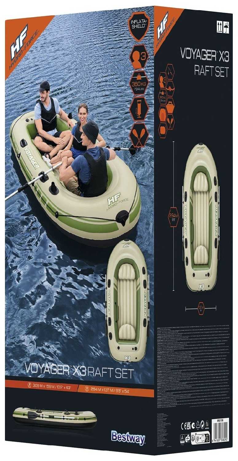 Лодка Voyager X3 3-х местная 294 х 137 см (весла, насос, сумка) 65164 фотография 14