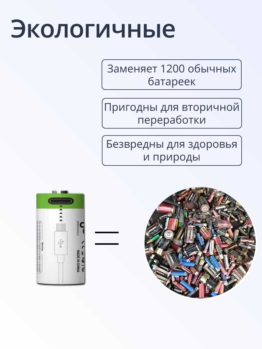 Аккумуляторные батарейки АА 4 штуки фотография 1