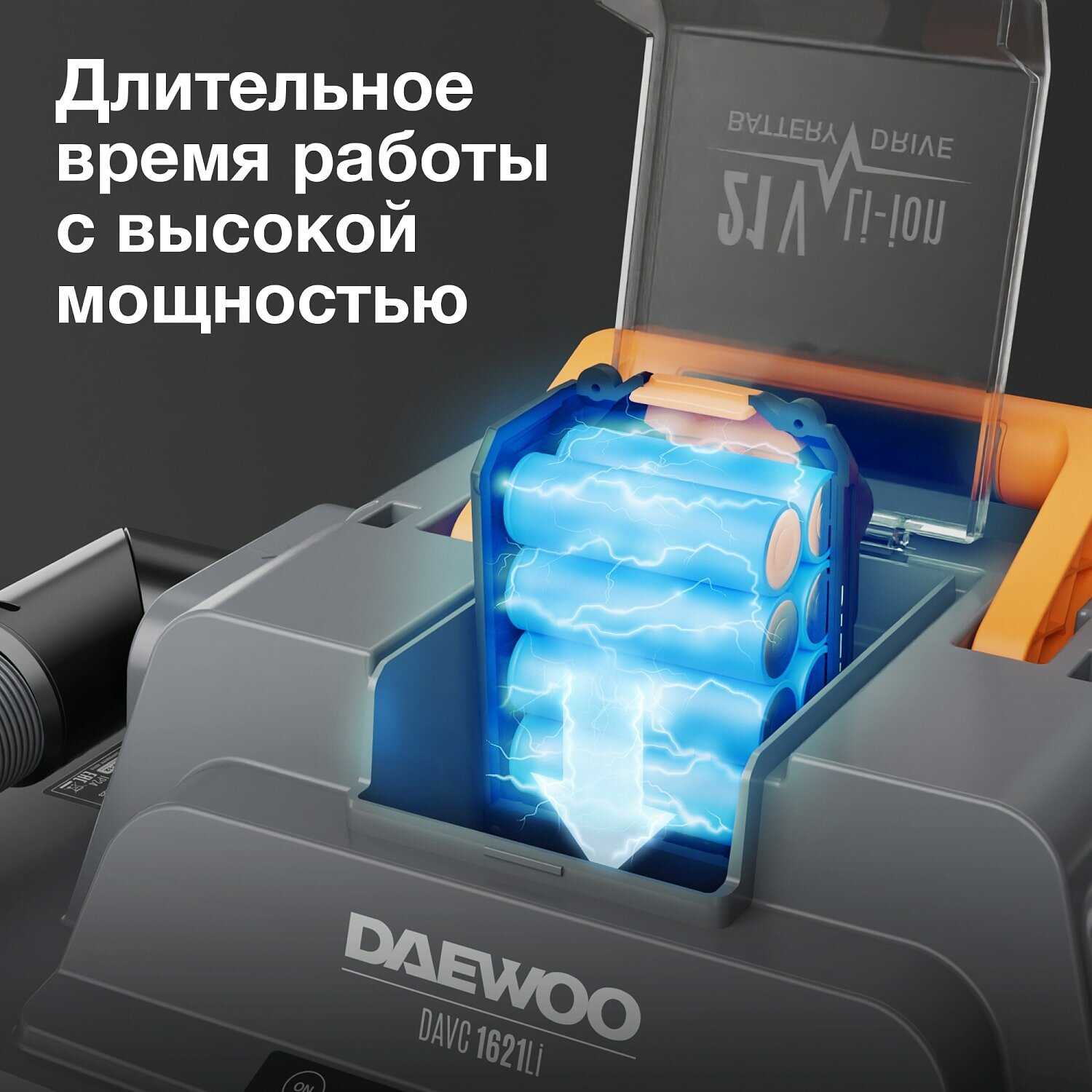 Пылесос аккумуляторный DAEWOO DAVC 1621Li SET фотография 13