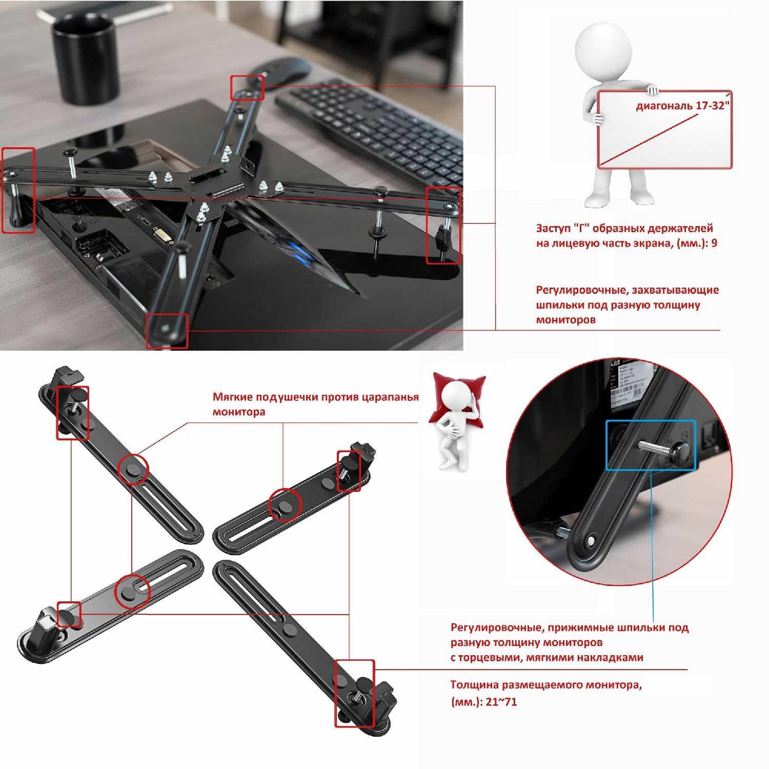 Адаптер UniTeki NO VESA (FP2N) фотография 3